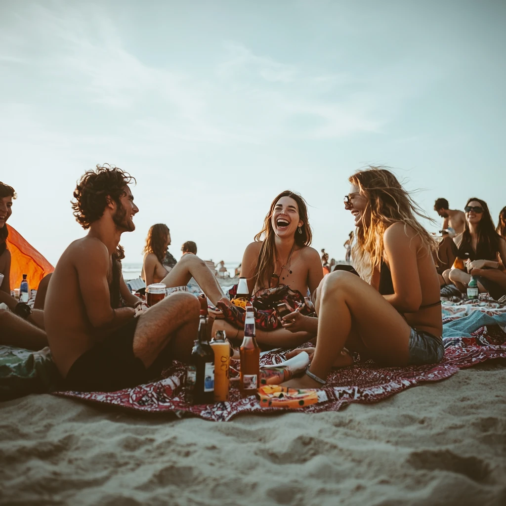 Unity Rd members enjoying a sunset get-together on the beach